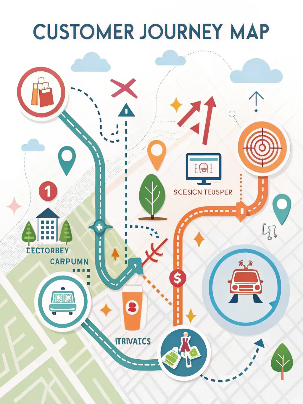 A graphic illustration of various offer types (bundles, guarantees, risk reversals) being strategically placed within a customer journey map.